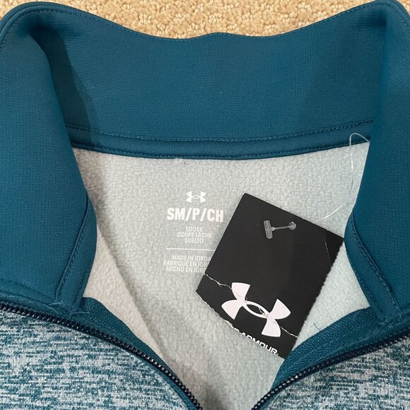 Under Armour Mens Loose Fit 1/4 Zip Pullover Sweatshirt Blue & Gray Size Small - Picture 2 of 5